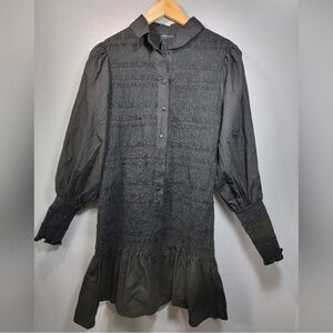 Asos black balloon sleeves stretched button-down dress size 8 D28